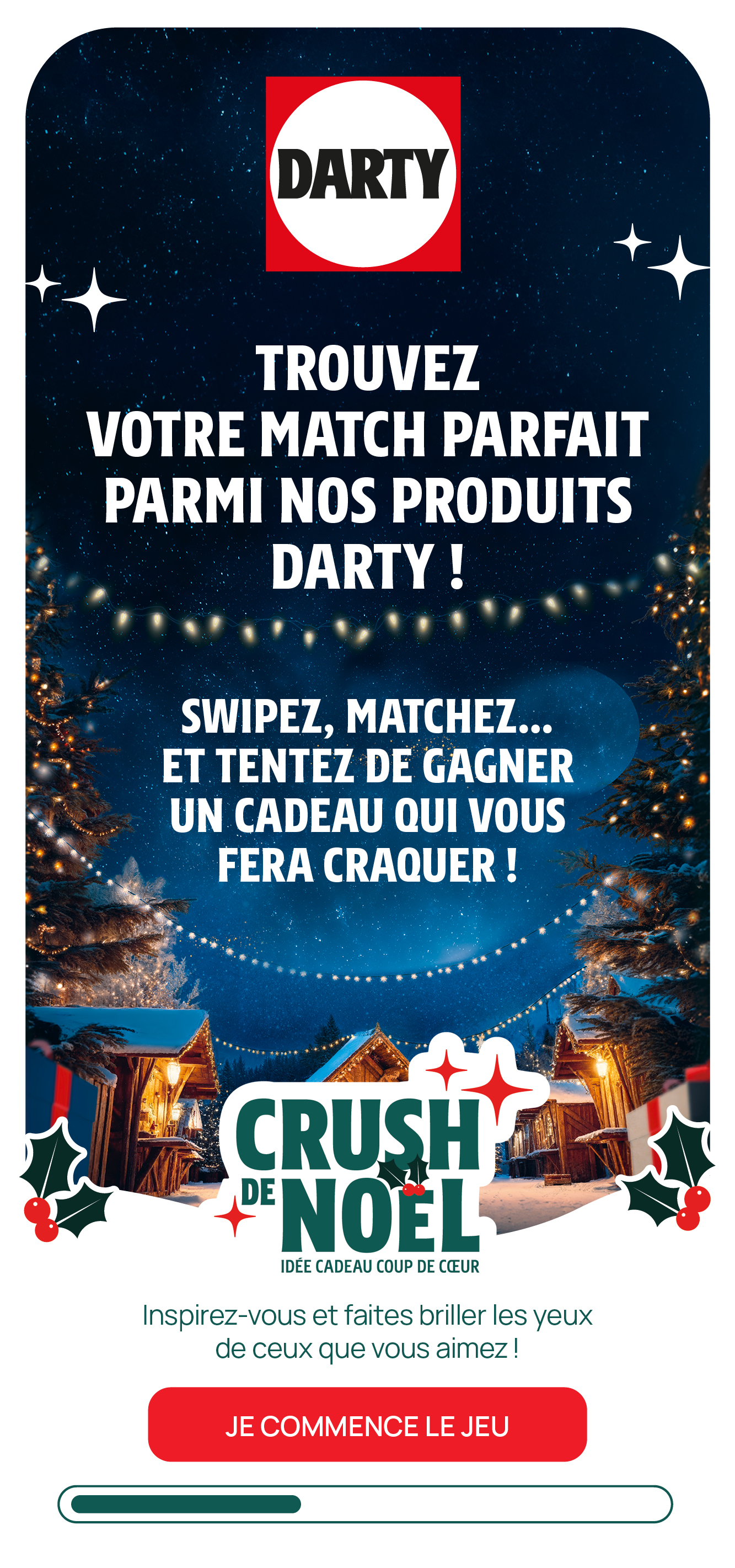 Darty Crush de Noël, écran d'accueil du jeu